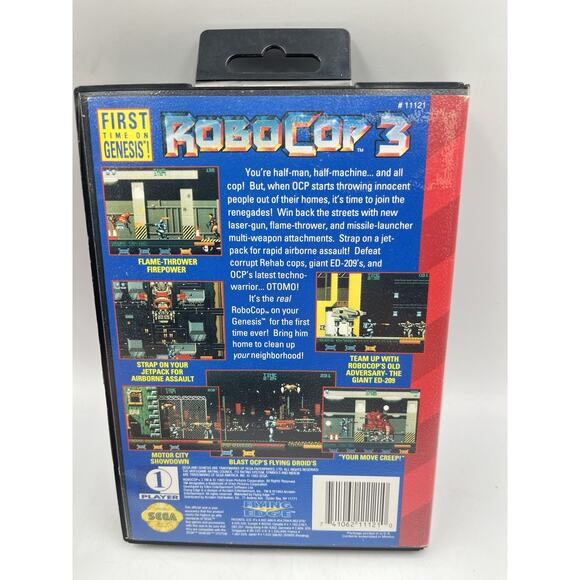 Sega Genesis RoboCop 3 (Sega Genesis, 1993) With Original Box Hang Tag - Picture 5 of 10